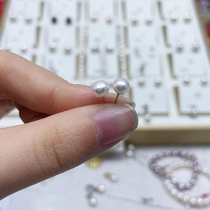 淡水珍珠耳饰银S925镶嵌A****L