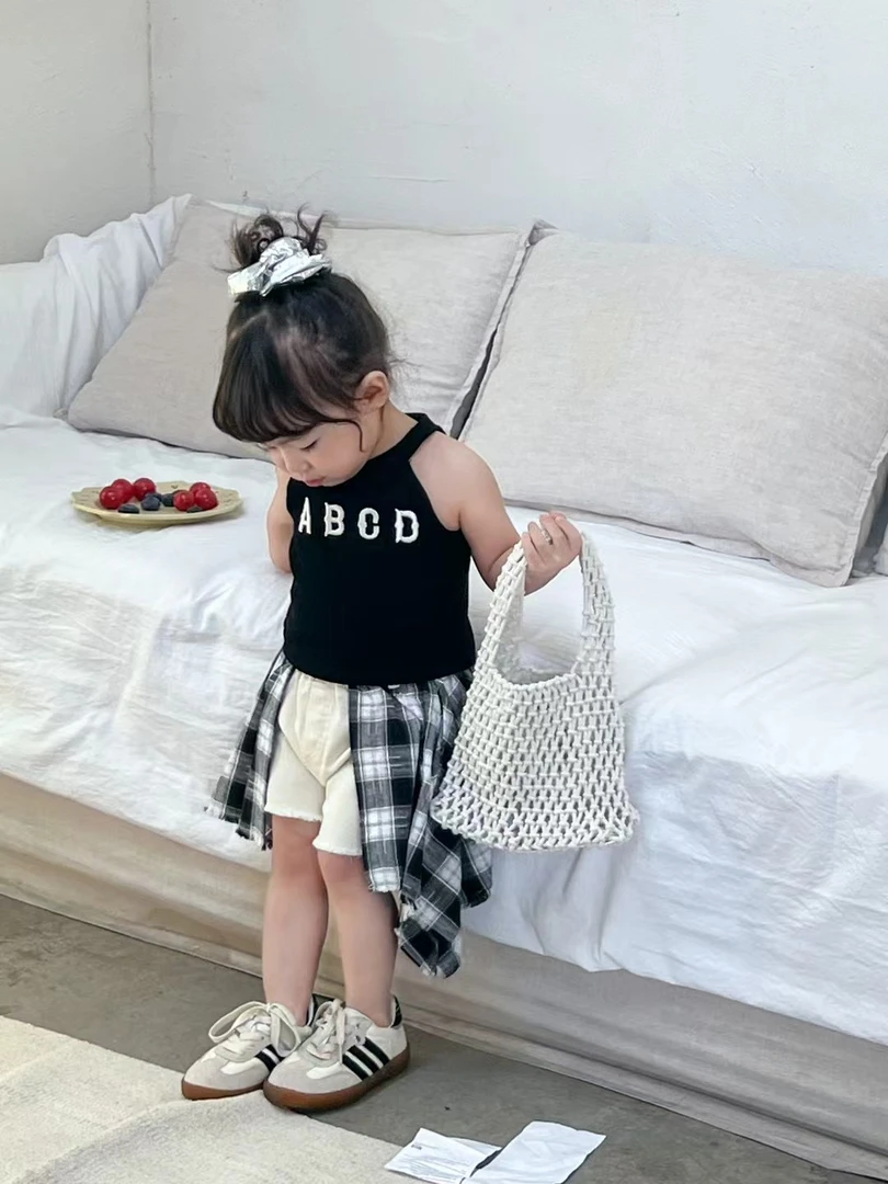 C2挂脖款【阿西哆5018没有同款的格子裙套装 】童装