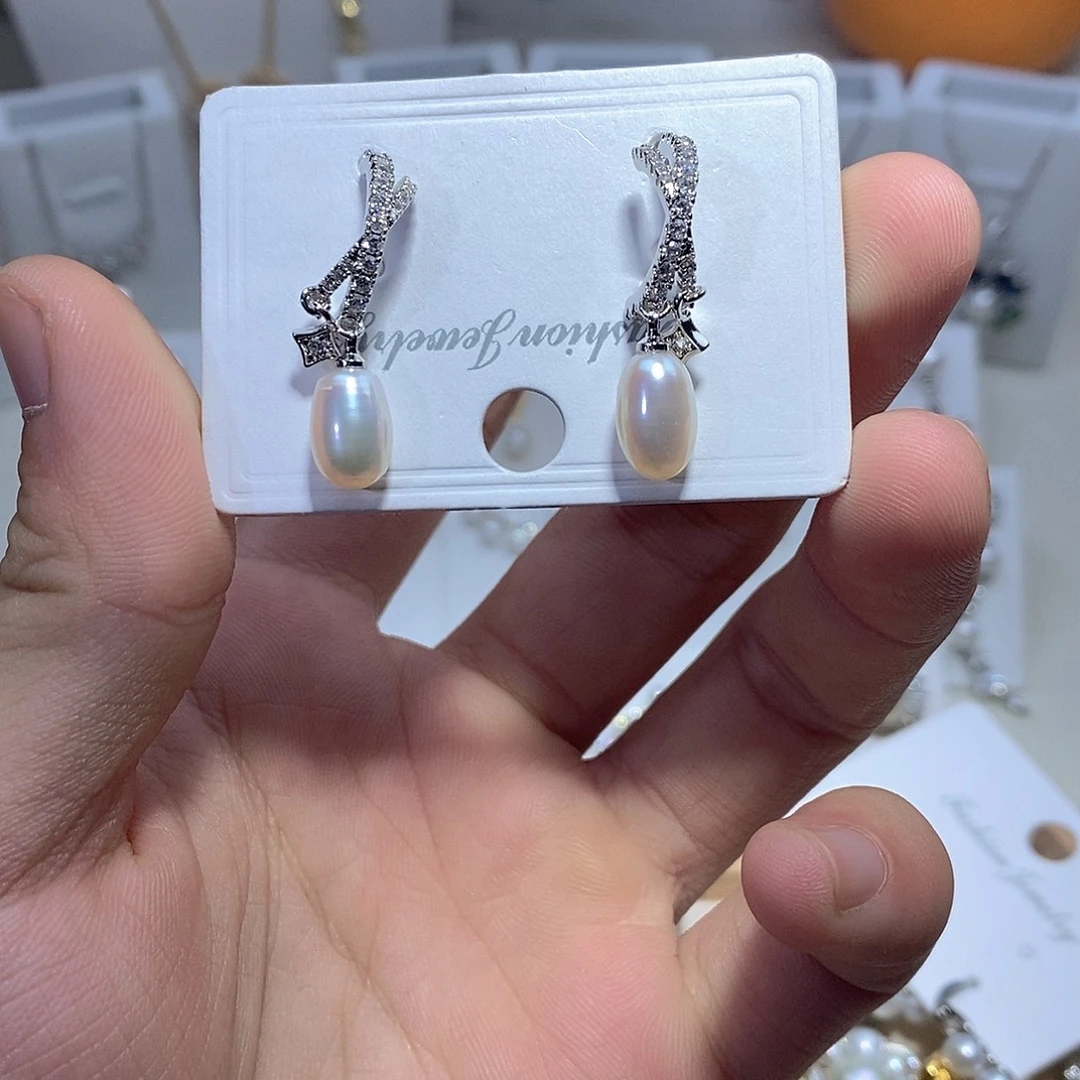 淡水珍珠耳饰银S925镶嵌