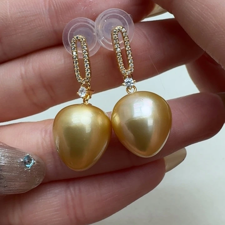 海水珍珠耳饰银S925镶嵌