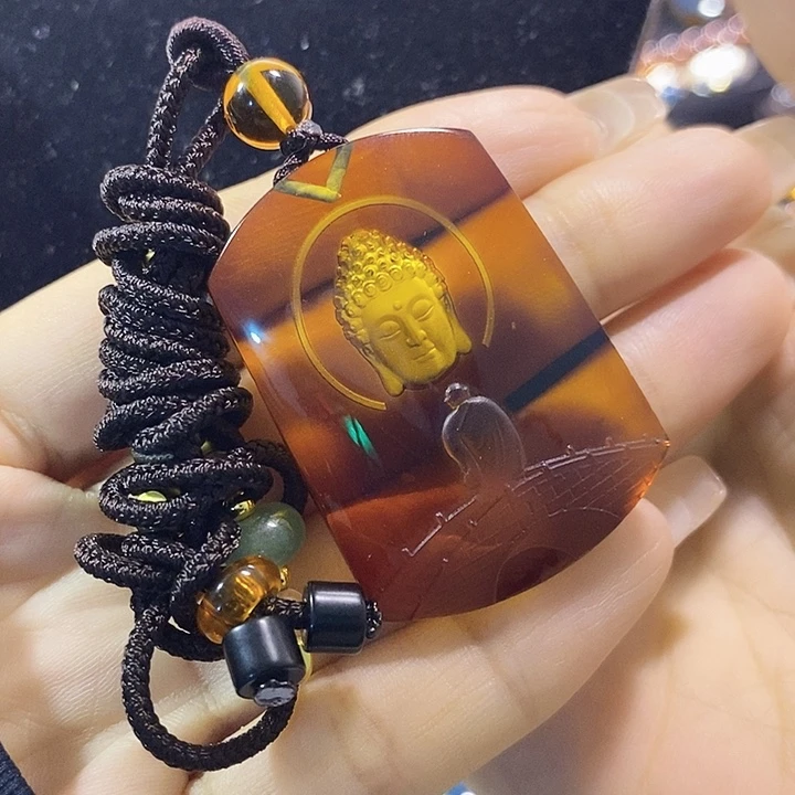 蓝珀未镶嵌珠宝奇石墨西哥红蓝心中有佛