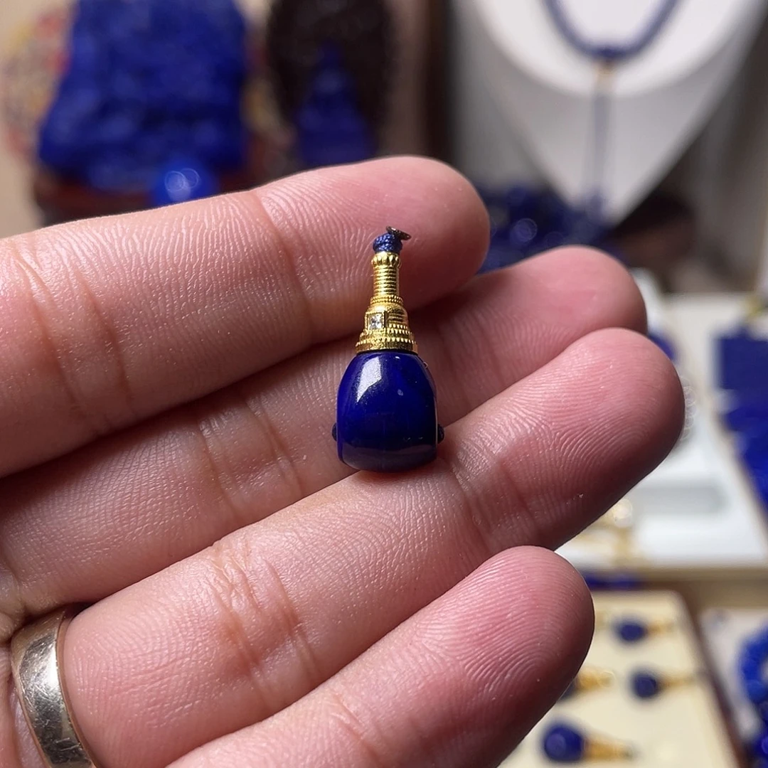 凤***辉青金石银S925镀金镶嵌9mm分体三通