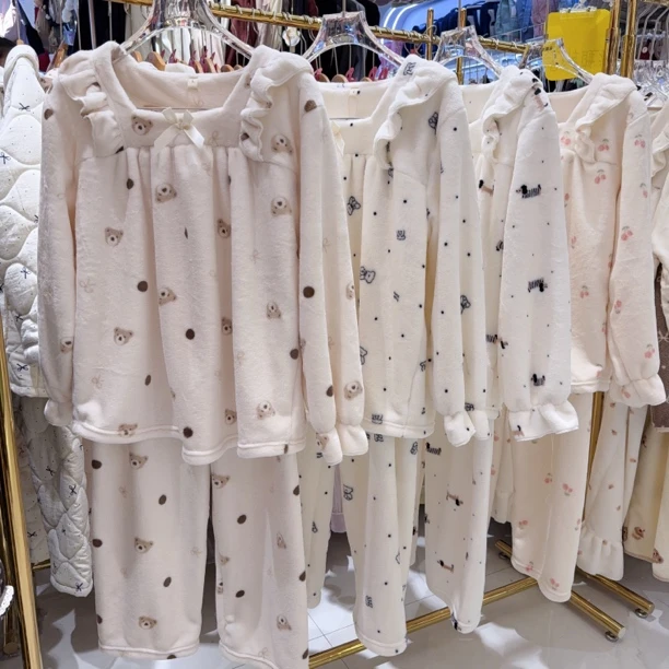 【精灵家】女士秋冬法兰绒保暖甜美睡衣套装