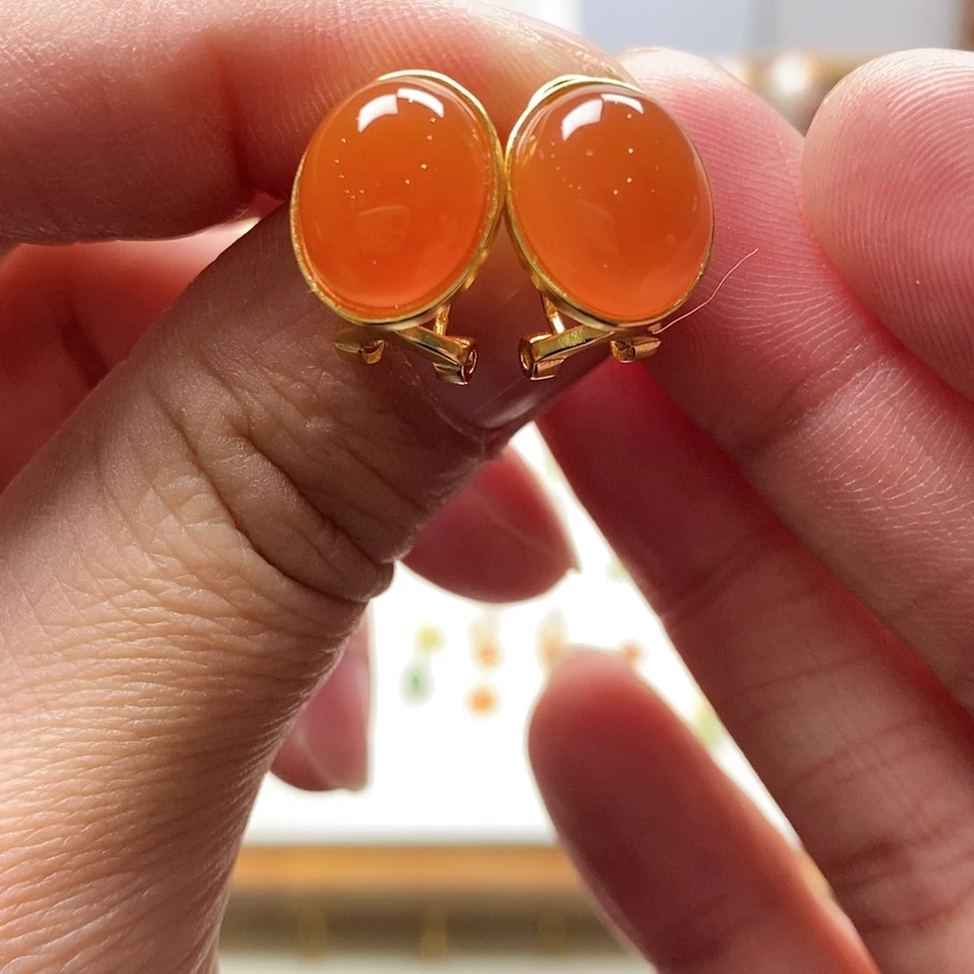 和田玉耳饰银S925镶嵌李*i