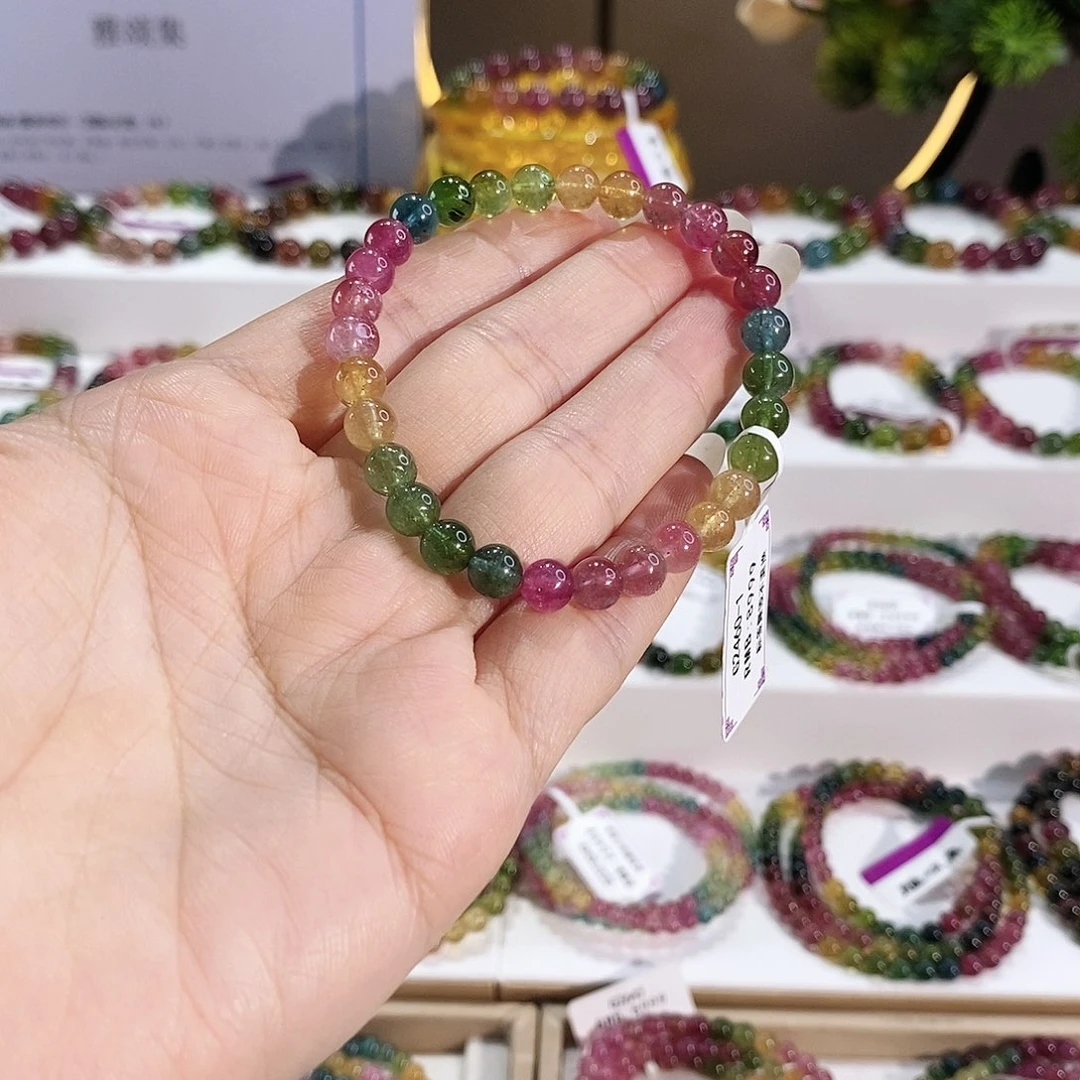 未镶嵌手串碧玺G2460-1素圈颜色微差