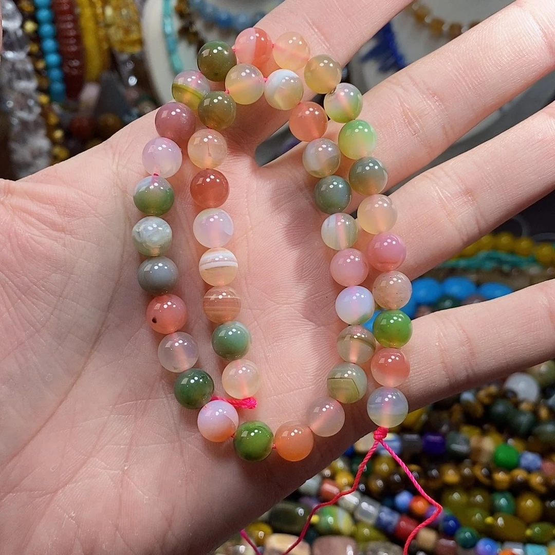 石英质玉未镶嵌，盐源玛瑙8mm，