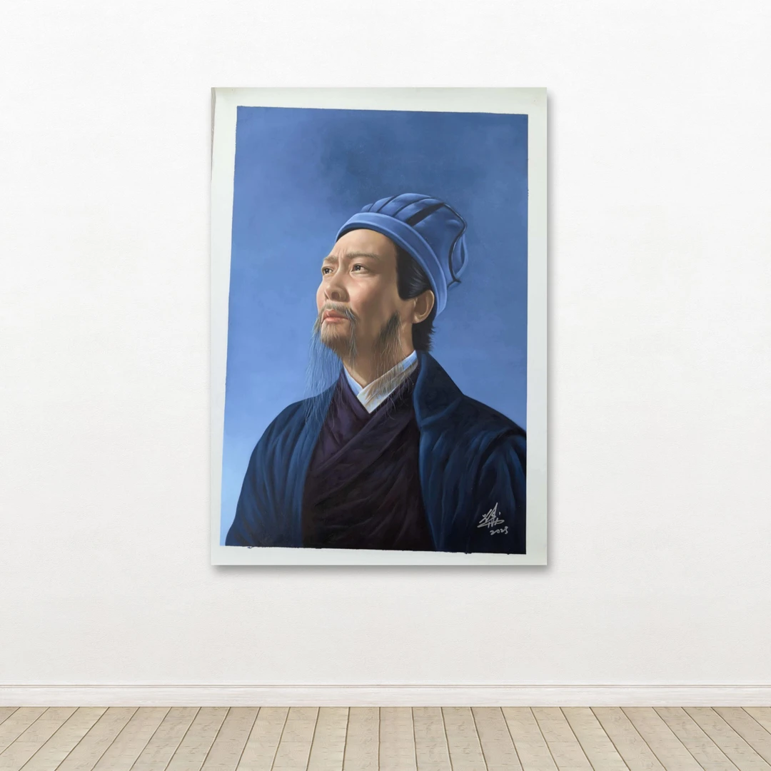 刘用华-手绘油画-诸葛亮-客厅办公室挂画