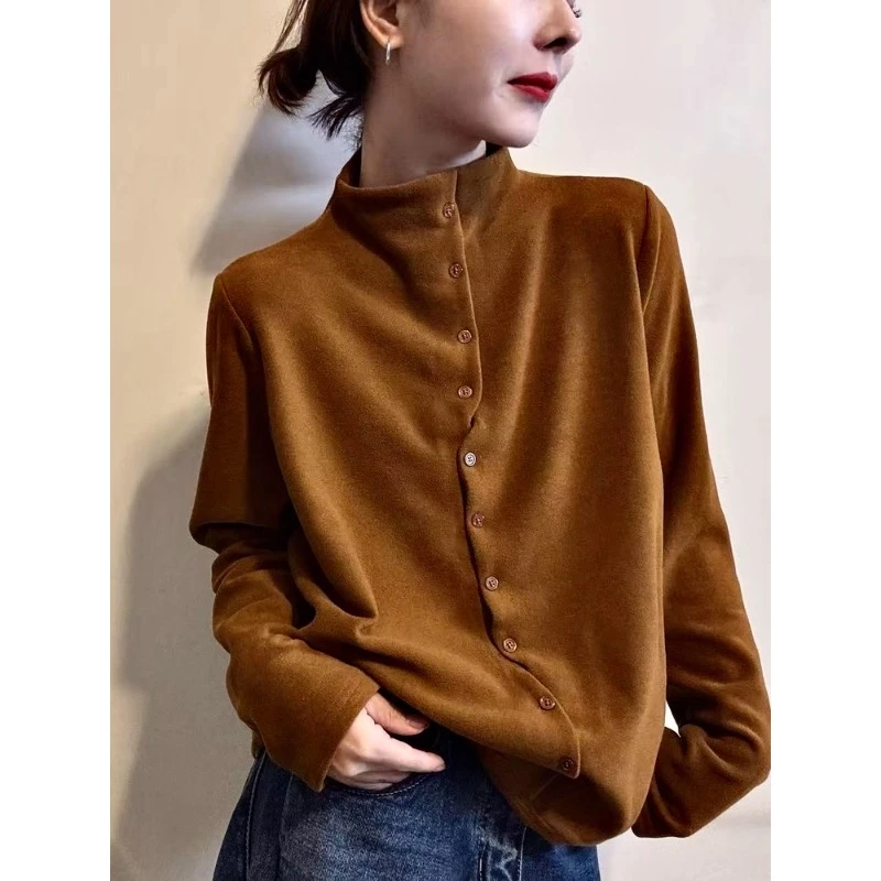 秋冬巨好看的上衣休闲打底衫女半高领2025新款爆款长袖高级感开衫