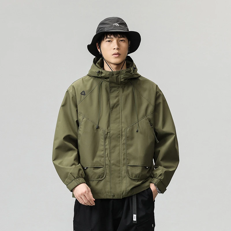 新款春秋连帽户外防风防水宽松时尚夹克61015