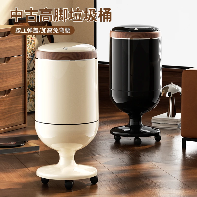 中古高脚垃圾桶家用厨房可移动带盖垃圾篓简约大容量免弯腰垃圾架