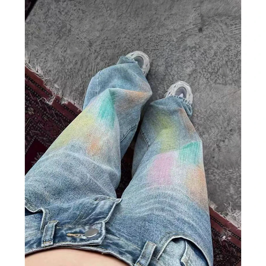 【慧雯儿微胖定制】新品高腰显瘦水洗宽松阔腿牛仔裤女