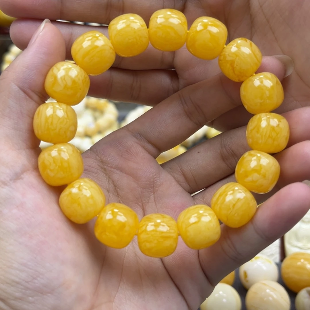 琥珀未镶嵌手串同料老邢手串14.3mm