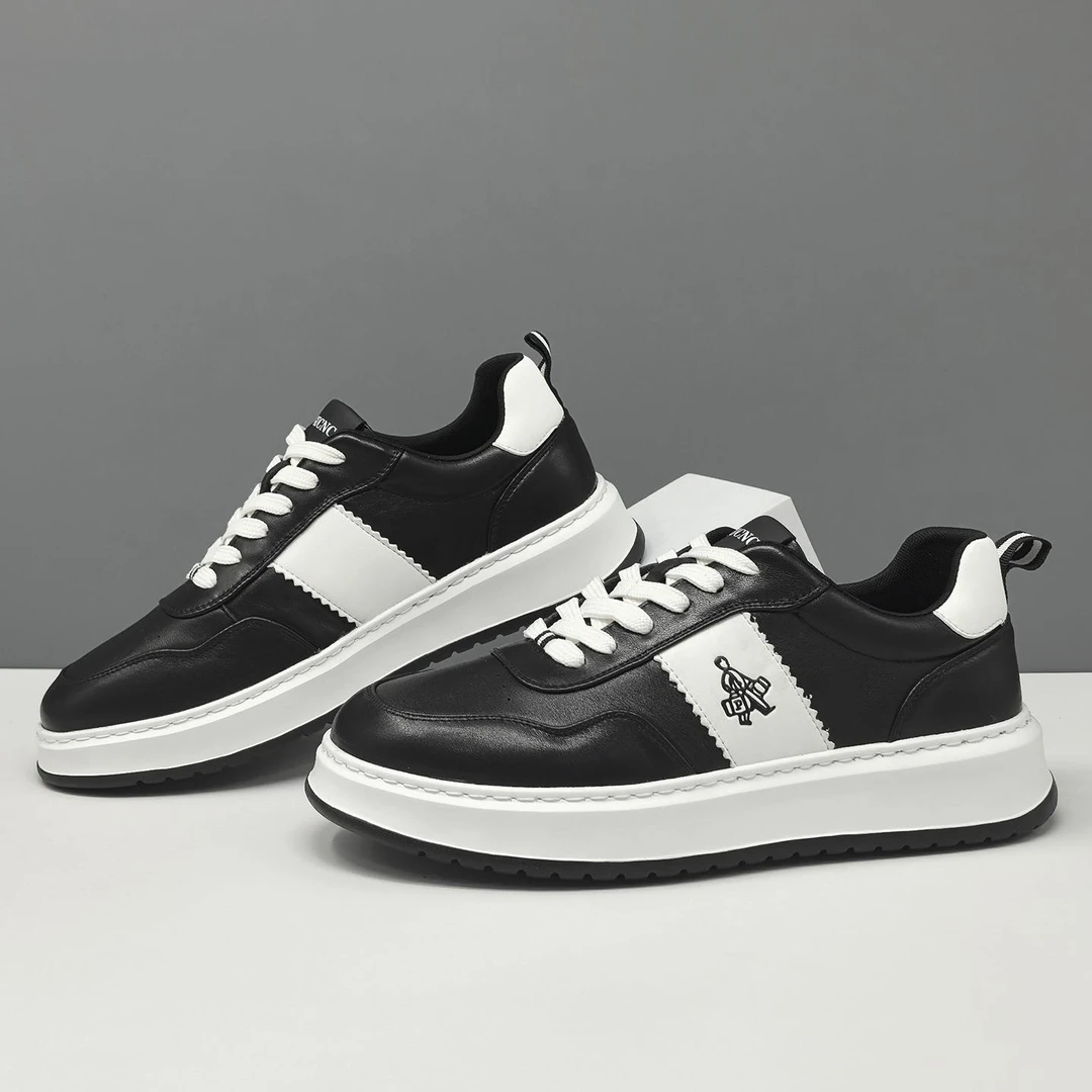 Bambetel小白鞋男款秋季新款头层牛皮男鞋保暖厚底百搭时尚运动休