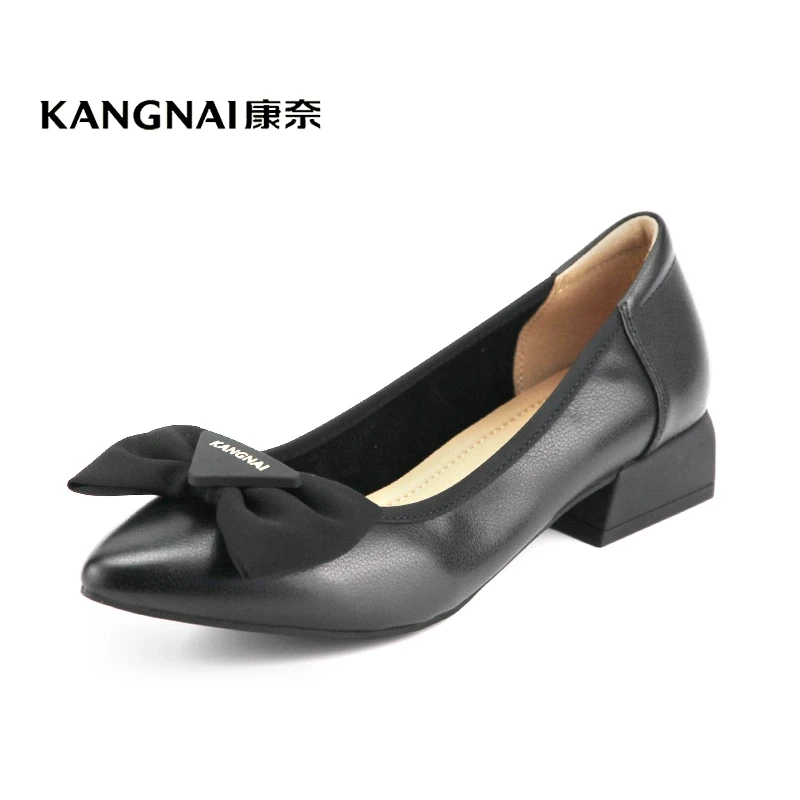 Kangnai/康奈32042专柜正品时尚浅口尖头真皮百搭舒适低跟女单鞋