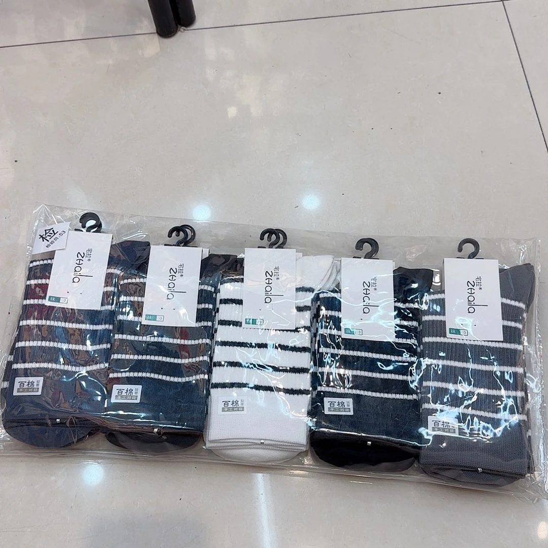 三醋酯纤维棉麻条纹袜子