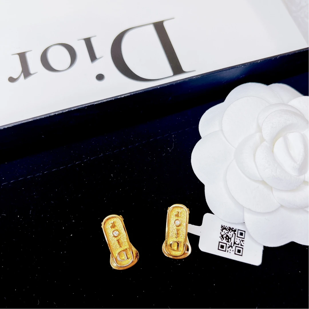 95新 DIOR/迪奥 柚礼中古/迪奥方形字母耳夹LF504005