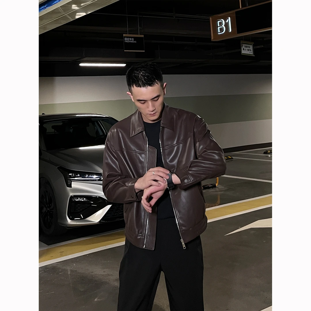 春季韩版宽松PU皮衣夹克翻领ins机车痞帅短款百搭拉链夹克6575