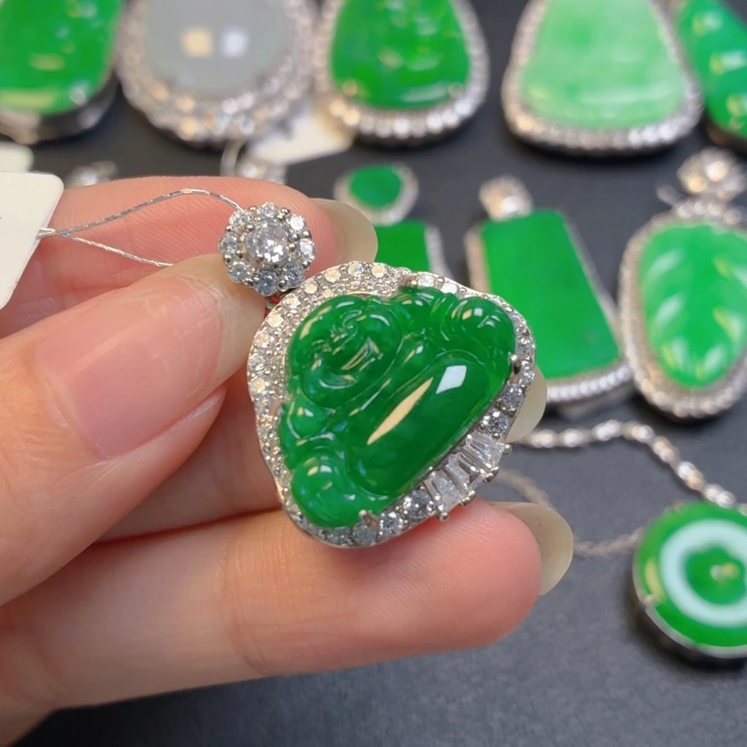 翡翠银S925镶嵌颈饰