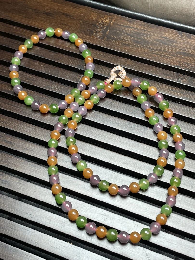 和田玉多宝项链套链，珠子直径约6mm