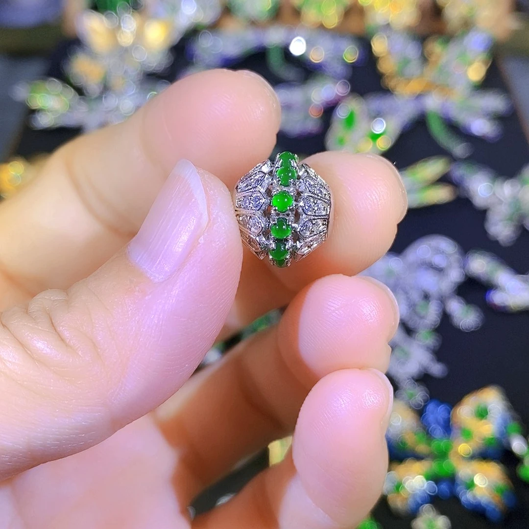 吊坠(不含链)银S925镶嵌翡翠