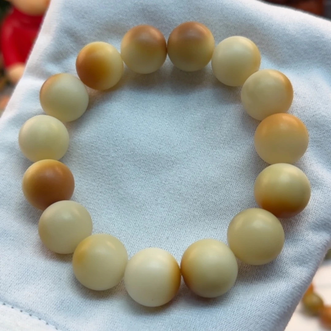 菩提根/象牙果手串卡18.6圆珠干磨溏心蛋微瑕