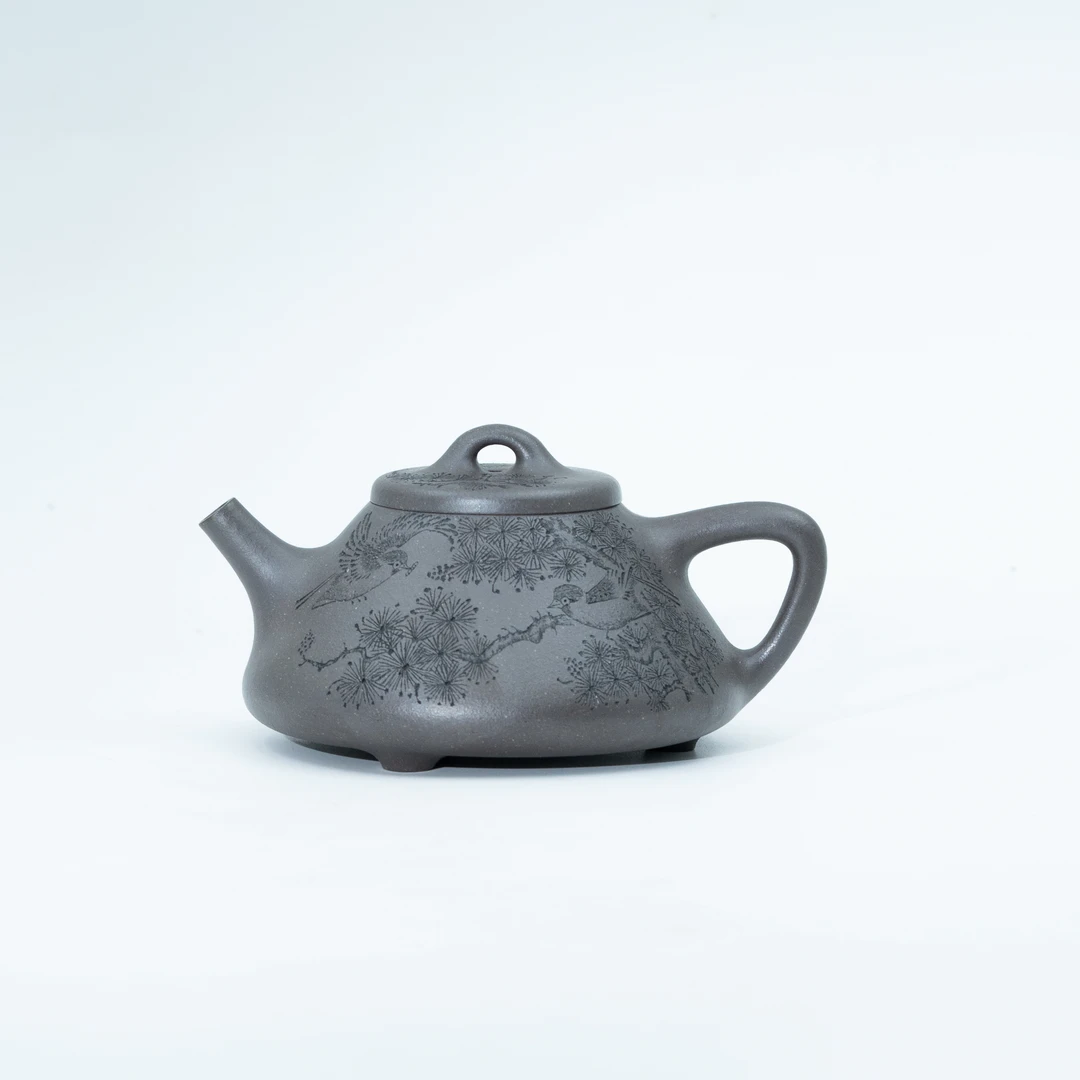 子冶石瓢（刻鸟）,天青泥,270CC,肖青艳,PLSCJ251216007