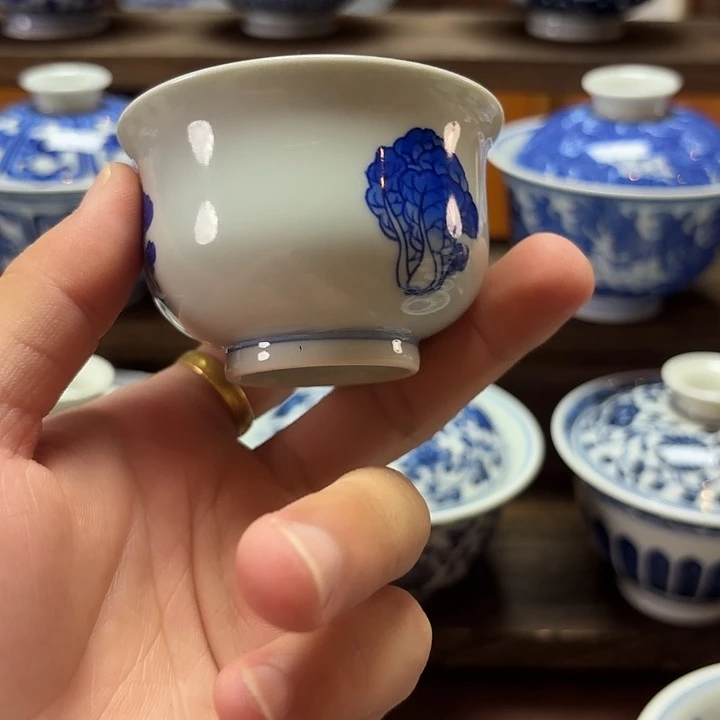 景德镇纯手工手绘白菜客杯
