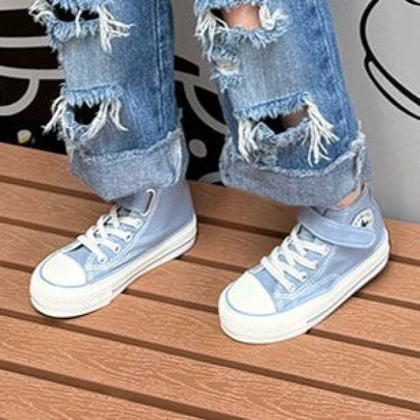 大金定制2025年新款儿童潮鞋男女童天空蓝星星粘扣百搭帆布鞋