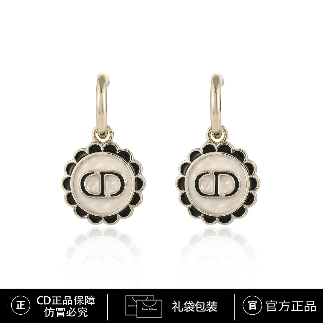 铜合金贝壳耳饰 CNC精工 滴釉CD小香风气质耳钉 3997