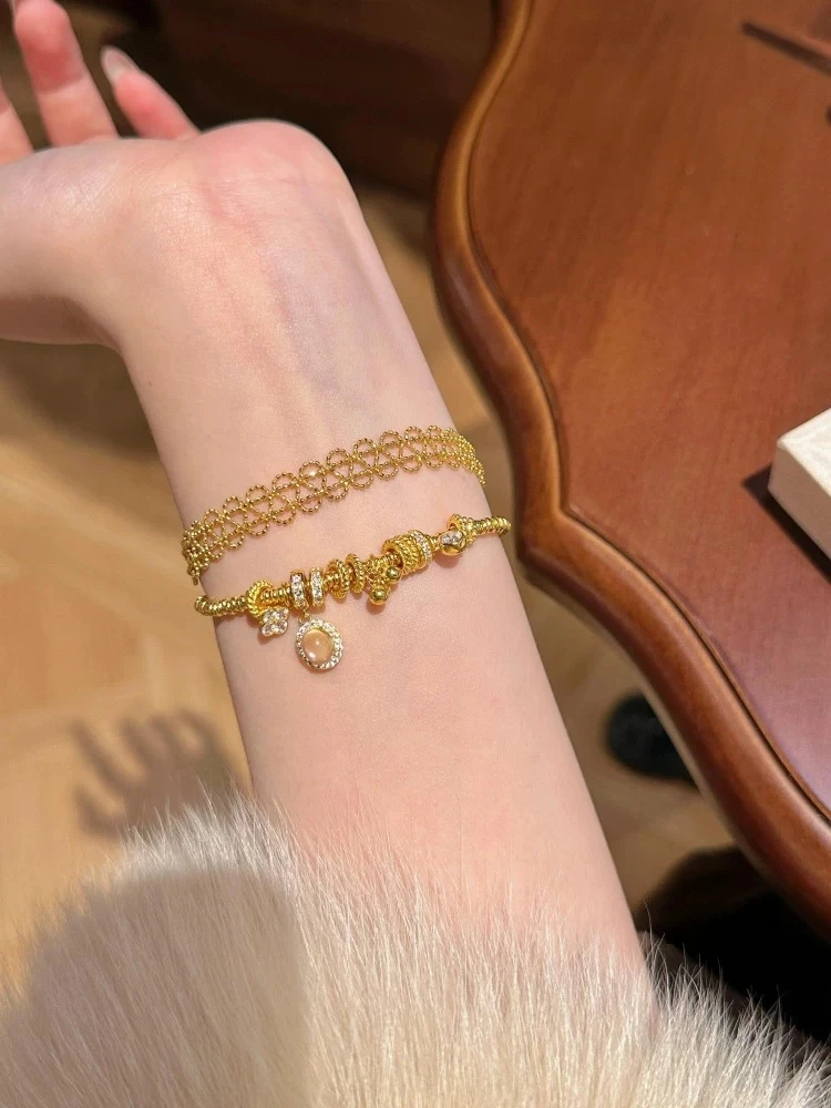 铜合金锆石手链 SL-274新中式金色四叶草复古精致时尚手链