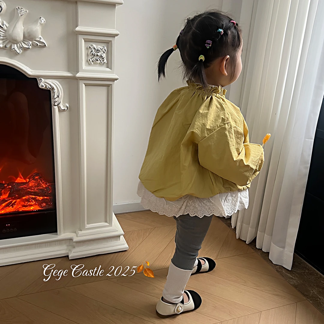 韩版童装2025新款秋季女童灯笼花苞风衣外套堆堆袜打底裤两件套潮