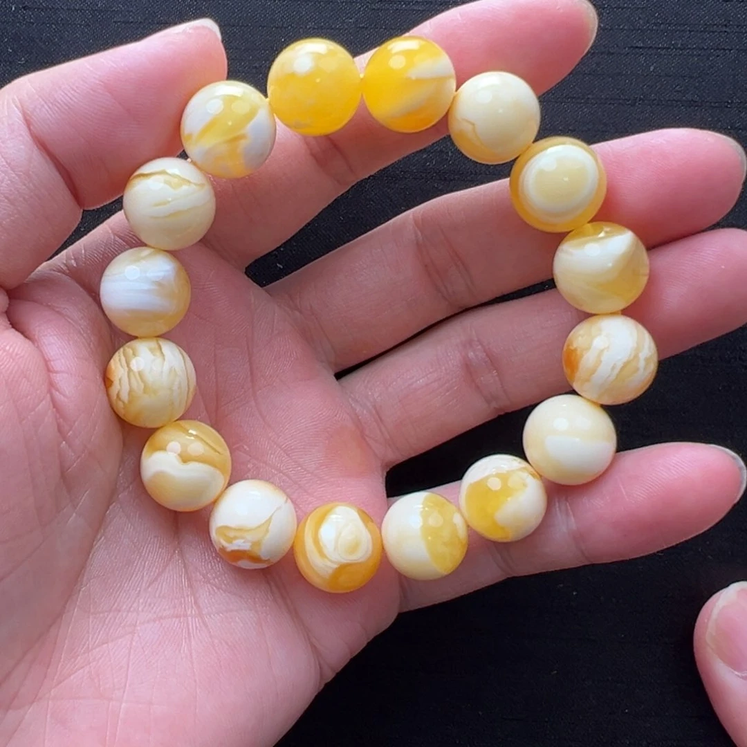 未镶嵌蜜蜡裸石多宝手串12mm