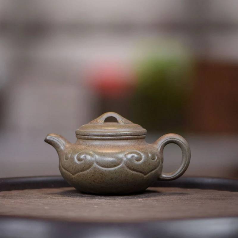 阎记抟砂 蟹壳青柴烧窑宝 仿古如意壶 EE喝茶壶S40 0218 12