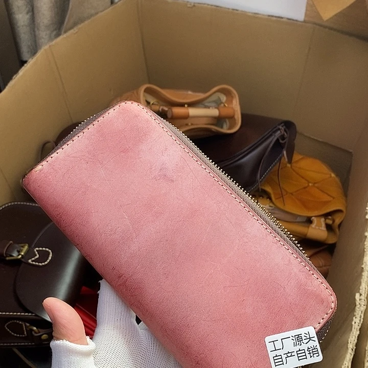 头层牛皮瑕疵长钱包