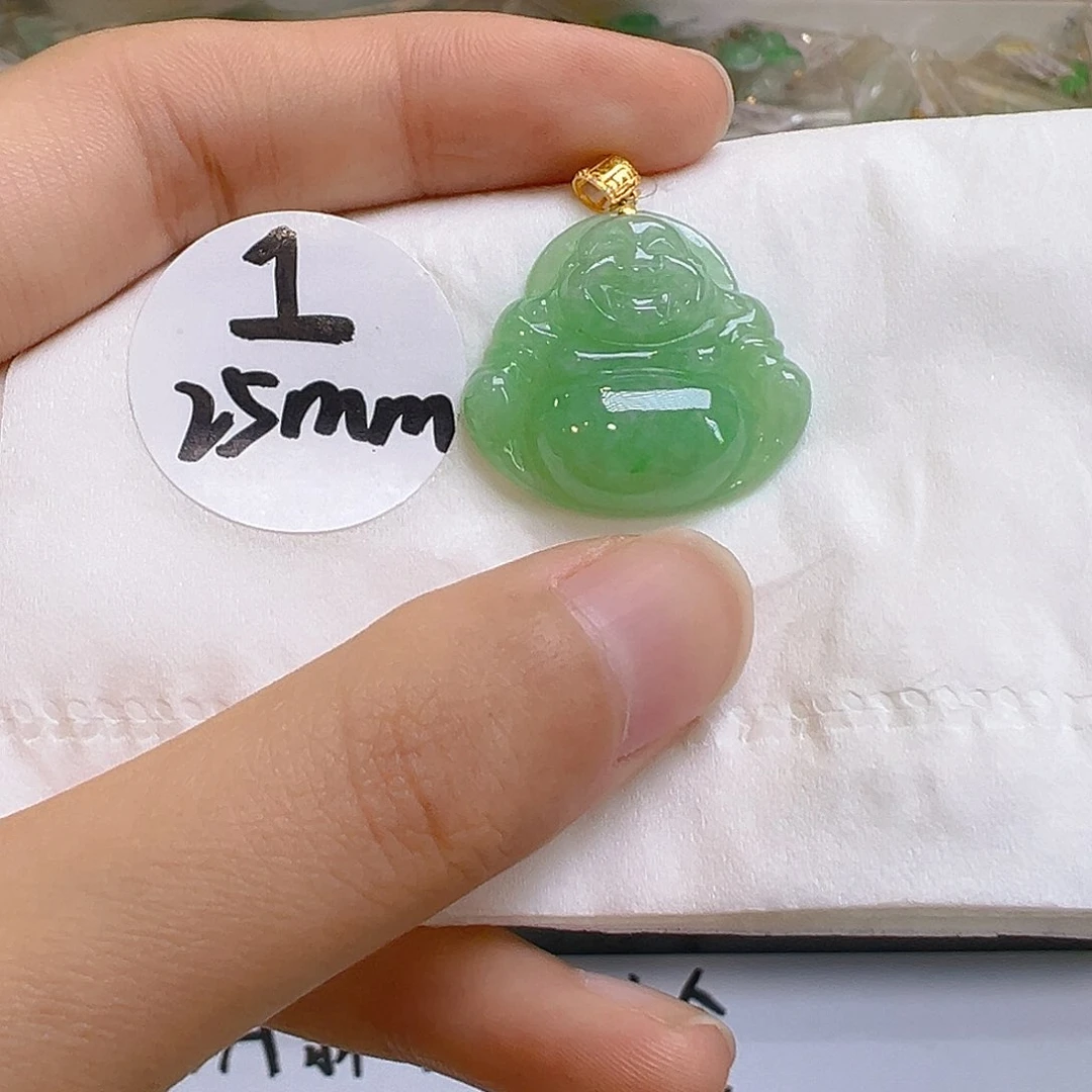 翡翠18K金镶嵌吊坠(不含链)翡翠