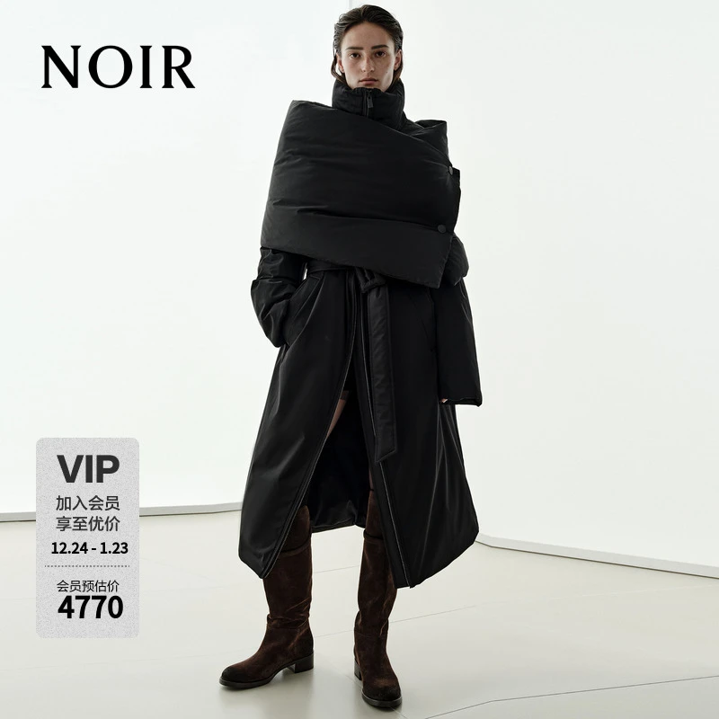 【NOIR系列】MOCO羽绒服2025冬新品90鹅绒服附围脖腰带MBE4EIN048