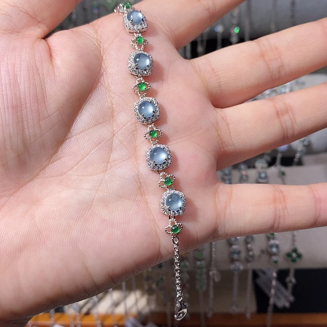 翡翠银S925镶嵌手链