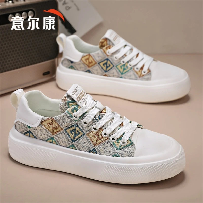意尔康鞋子男款2025新款夏季透气男鞋潮流百搭休闲鞋厚底小白板鞋