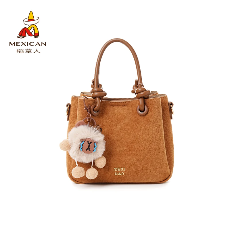 稻草人25新款手拎轻奢女士简约风精致单肩斜挎复古水桶包包