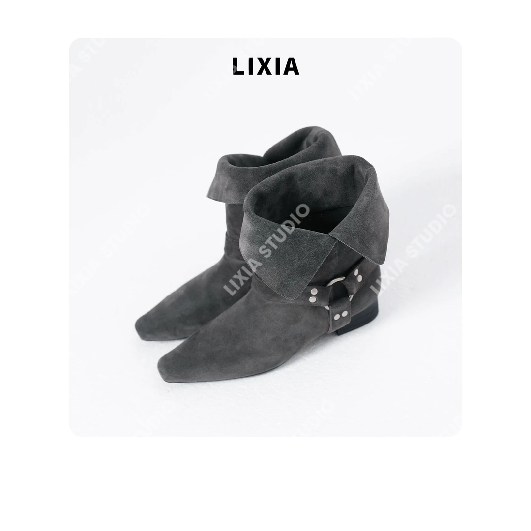 LIXIA【索菲亚】时尚吸睛小众设计师款尖头短靴-D9787