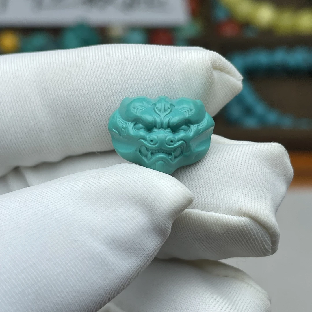 【A89】11mm背云高瓷绿满工精雕散珠文玩顶珠配珠配饰DIY手串配件龙