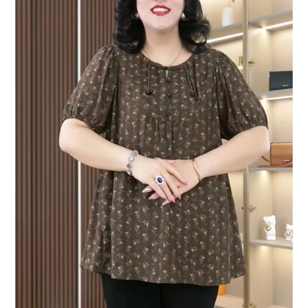 苏兰诺高端大码女装2024春夏新款碎花显瘦时尚气质百搭衬衫240395