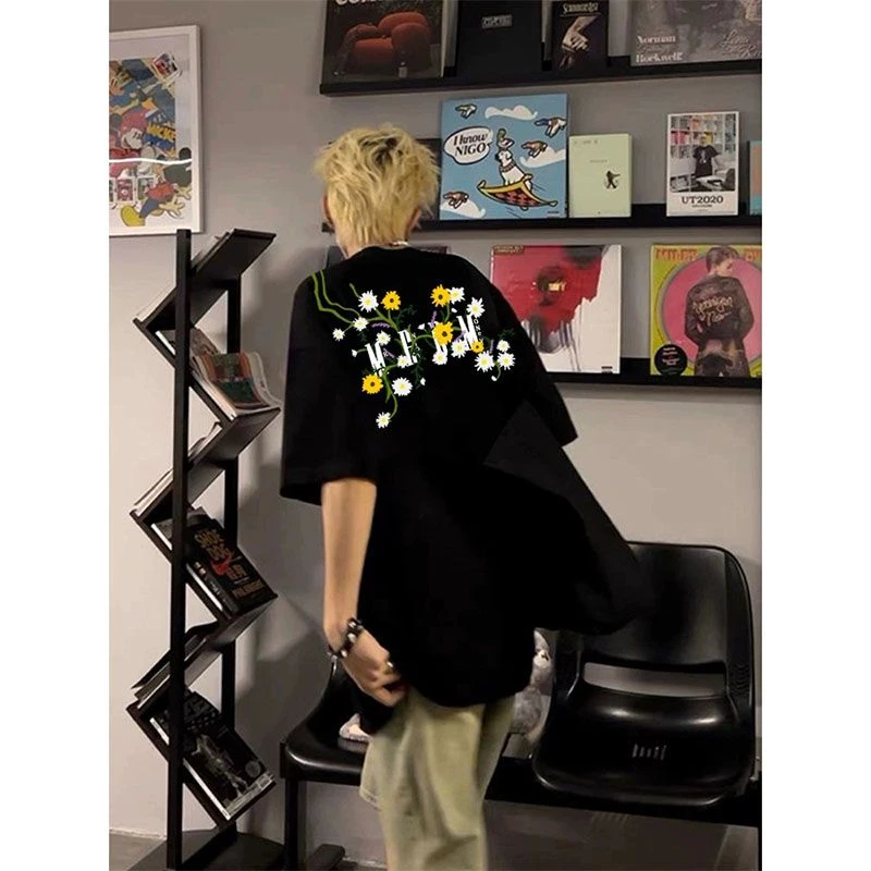 欧美潮牌【万针刺绣】短袖T恤纯棉男女夏季小众设计感百搭上衣ins