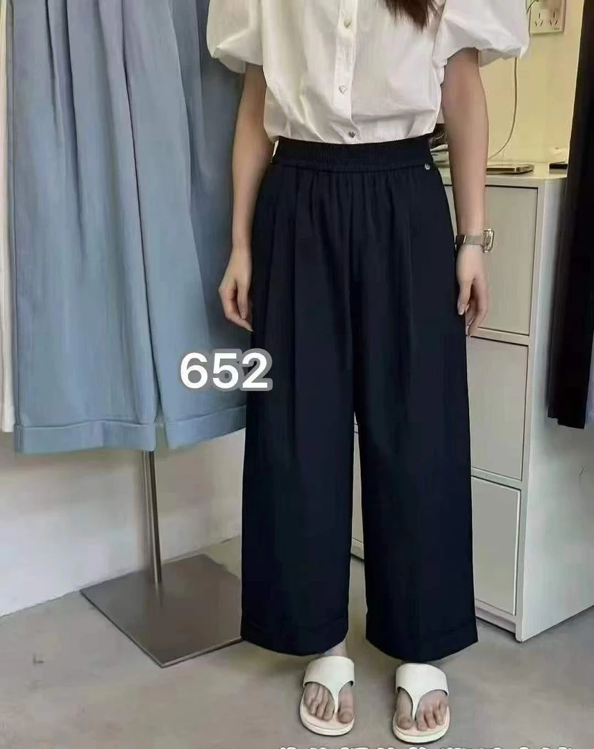 日杂风简约直筒裤2025秋季新品松紧髙腰百搭九分舒适休闲裤显瘦