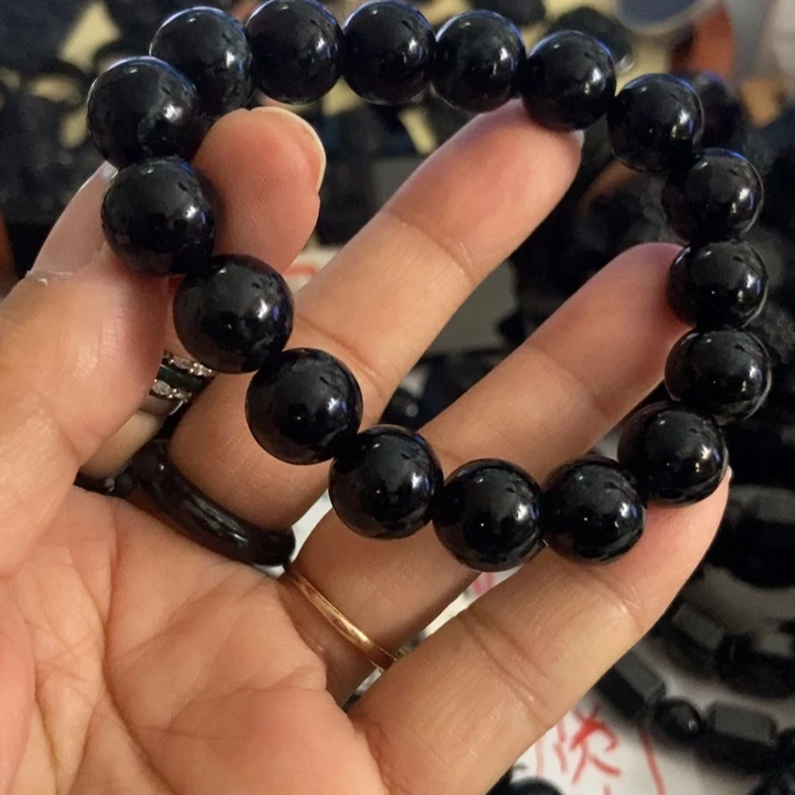 翡翠未镶嵌手链墨翠黑水线12