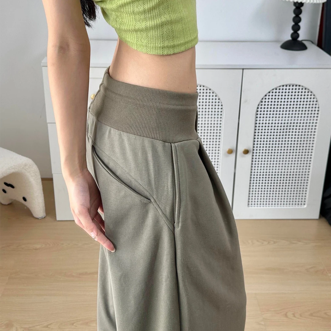 美式复古宽松阔腿裤女秋季2025新款低腰抽绳休闲裤慵懒垂感运动裤