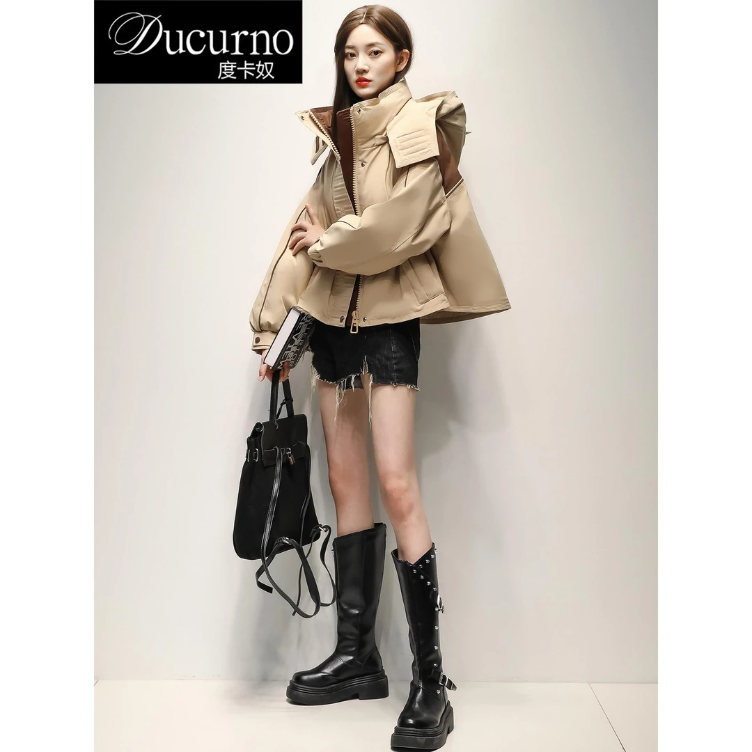 潮牌户外工装羽绒服女2025冬季新款时尚小个子休闲派克服短款外套