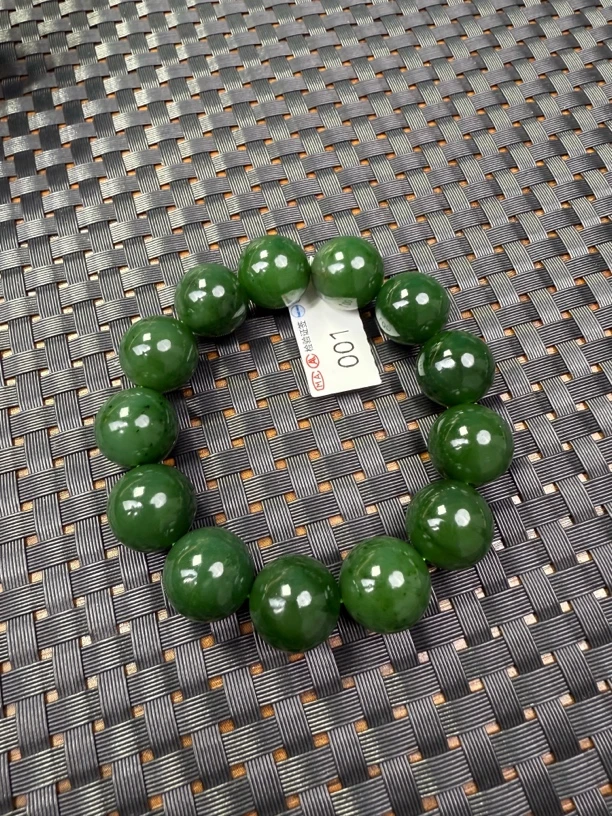 001俄料碧玉菠菜绿16mm手串