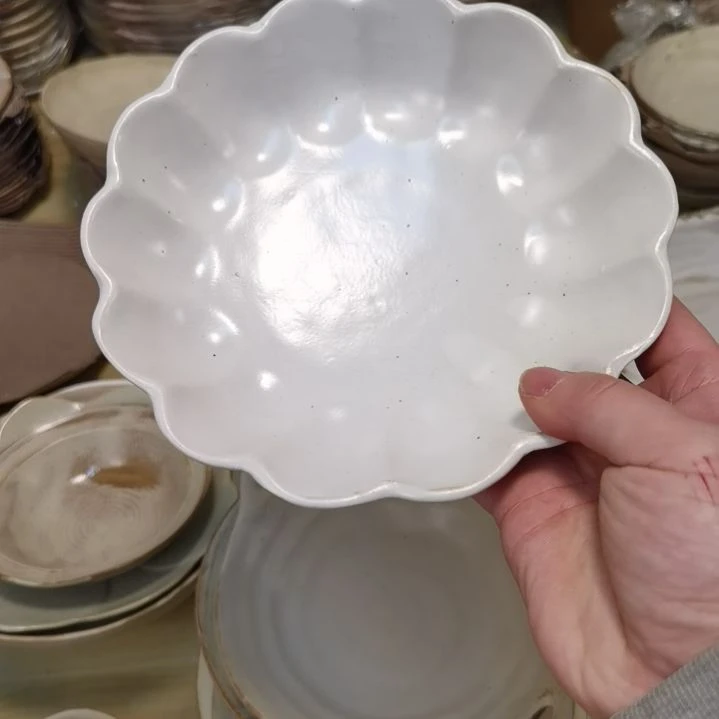 瓷片微瑕粗陶梨花深盘两个一组