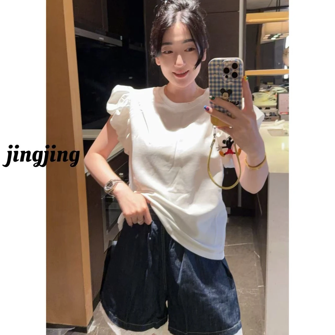 夏季新款休闲百搭花袖半袖T恤（2832）